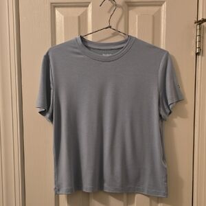 REEBOK SIGNATURE BRAND WOMEN'S BLUE SHORT SLEEVE CROP TEE-SHIRT SIZE LARGE